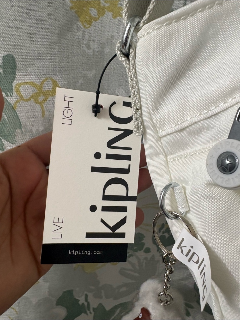 Kipling White Crossbody Shoulder Bag with Front Flap Pocket - Picture 4 of 5
